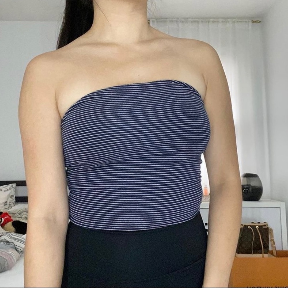 Navy striped tube top